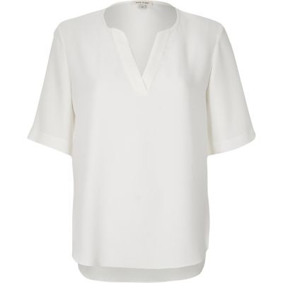 White V-neck blouse